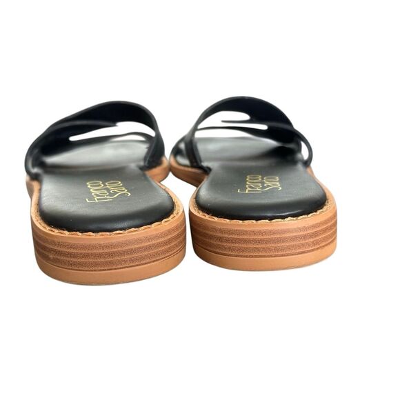 Franco Sarto Black Flat Leather Slides Sandals Women’s Size 8 - Picture 4 of 9
